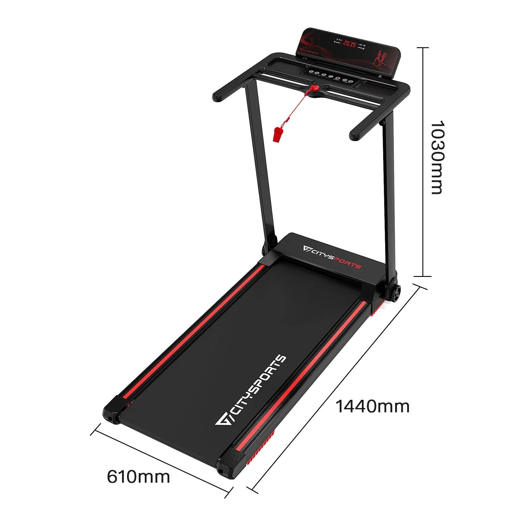 Tapis de Course Pliable 1400W,CITYSPORTS WP9,APP,Bluetooth, Vites se 1-12km/h